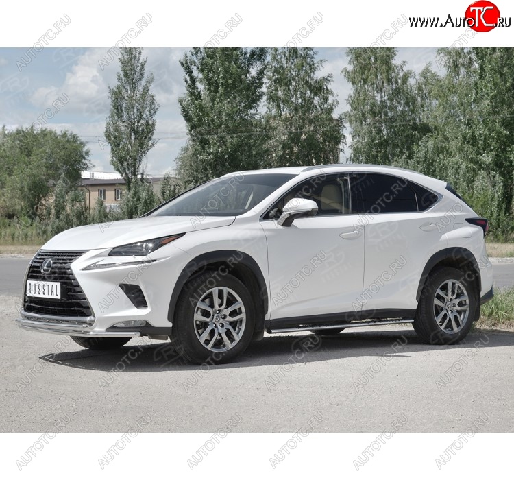 18 949 р. Защита переднего бампера (2 трубы Ø42 мм, нержавейка) SLITKOFF  Lexus NX300h  Z10 (2014-2017) дорестайлинг  с доставкой в г. Майкоп