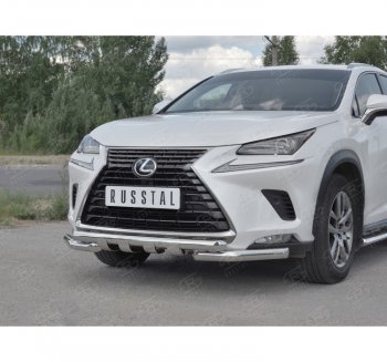 25 599 р. Защита переднего бампера (Ø63 мм с клыками, нержавейка) SLITKOFF  Lexus NX300h  Z10 (2014-2017) дорестайлинг  с доставкой в г. Майкоп. Увеличить фотографию 3