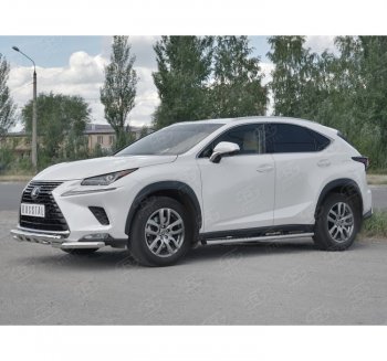 Защита переднего бампера (Ø63 мм с клыками, нержавейка) SLITKOFF Lexus NX300h  Z10 (2014-2017) дорестайлинг