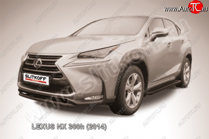 5 999 р. Защита переднего бампера из трубы d57 Slitkoff (короткая)  Lexus NX300h  Z10 (2014-2017) дорестайлинг (Цвет: серебристый)  с доставкой в г. Майкоп