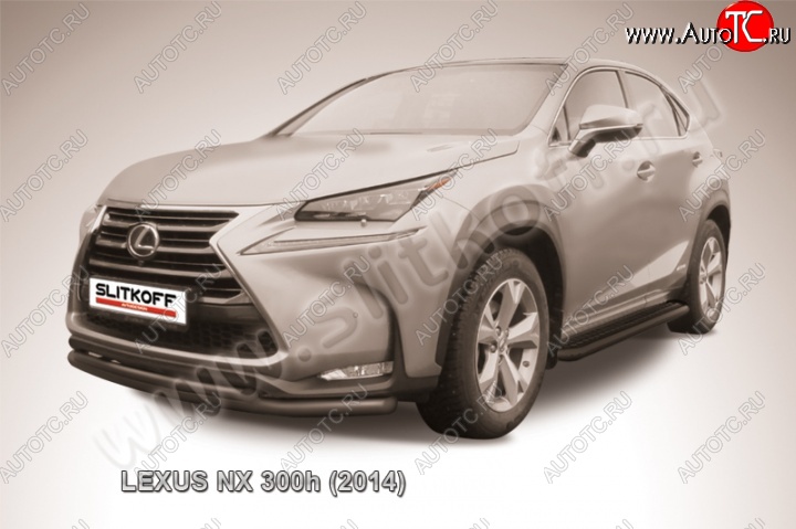 10 649 р. Защита переднего бампера из труб d57+42 Slitkoff (двойная)  Lexus NX300h  Z10 (2014-2017) дорестайлинг (Цвет: серебристый)  с доставкой в г. Майкоп