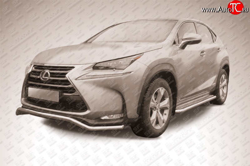 12 999 р. Фигурная защита переднего бампера диаметром 57 мм Slitkoff  Lexus NX300h  Z10 (2014-2017) дорестайлинг (Нержавейка, Полированная)  с доставкой в г. Майкоп