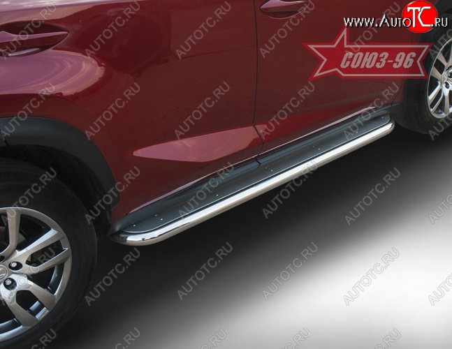 20 249 р. Защита порогов с листом F-Sport Souz-96 (d60). Lexus NX300h Z10 дорестайлинг (2014-2017)  с доставкой в г. Майкоп