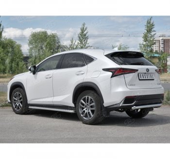 Защита заднего бампера (Ø63 мм, нержавейка) SLITKOFF Lexus NX300h  Z10 (2014-2017) дорестайлинг