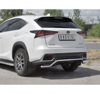 15 999 р. Защита заднего бампера (Ø42 мм волна, нержавейка) SLITKOFF Lexus NX300h Z10 дорестайлинг (2014-2017)  с доставкой в г. Майкоп. Увеличить фотографию 3