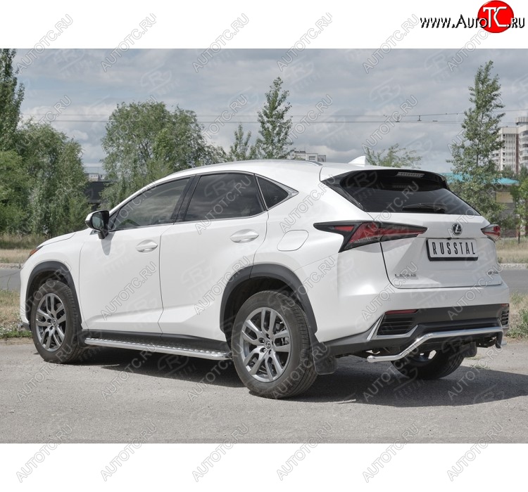 15 999 р. Защита заднего бампера (Ø42 мм волна, нержавейка) SLITKOFF Lexus NX300h Z10 дорестайлинг (2014-2017)  с доставкой в г. Майкоп
