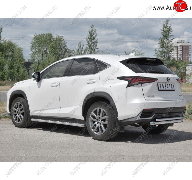 19 699 р. Защита заднего бампера (2 трубы Ø63 и 42 мм, нержавейка) SLITKOFF Lexus NX300h Z10 дорестайлинг (2014-2017)  с доставкой в г. Майкоп