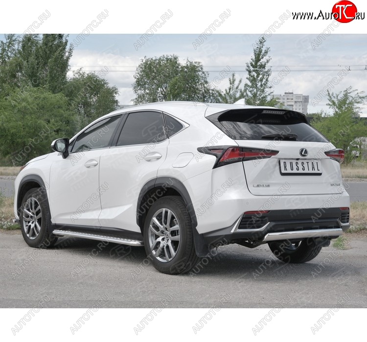 12 999 р. Защита заднего бампера (Ø75х42 мм, нержавейка) Russtal Lexus NX300h Z10 дорестайлинг (2014-2017)  с доставкой в г. Майкоп