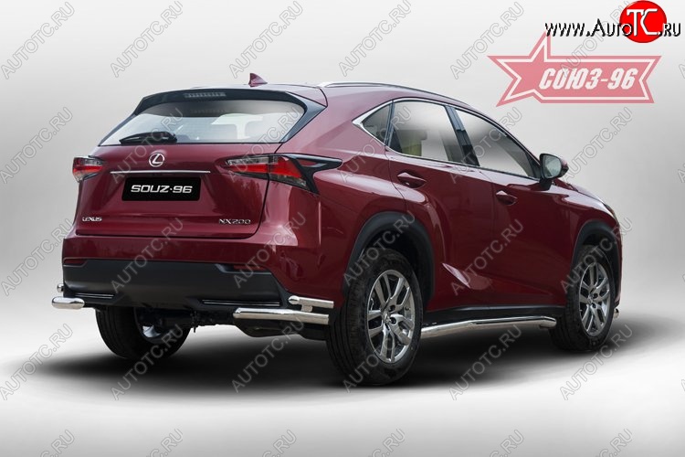 17 819 р. Защита заднего бампера из двойных боковых уголков Sport Souz-96 (d60/42) Lexus NX300h Z10 дорестайлинг (2014-2017)  с доставкой в г. Майкоп