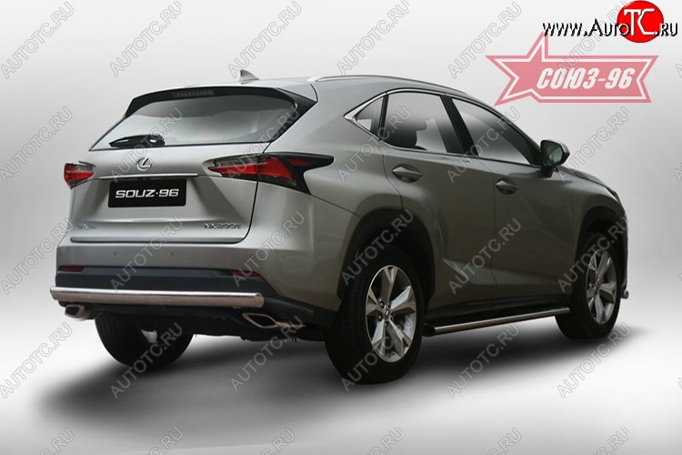 15 434 р. Защита заднего бампера Souz-96 рестайлинг (овал 75х42) Lexus NX300h Z10 дорестайлинг (2014-2017)  с доставкой в г. Майкоп