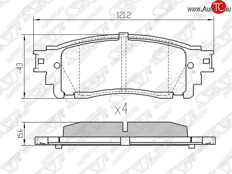 849 р. Колодки тормозные SAT (задние) Lexus NX300h Z10 дорестайлинг (2014-2017)  с доставкой в г. Майкоп