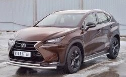 18 799 р. Защита переднего бампера (2 трубыØ63 и 42 мм, нержавейка) SLITKOFF Lexus NX200 Z10 дорестайлинг (2014-2017)  с доставкой в г. Майкоп. Увеличить фотографию 2