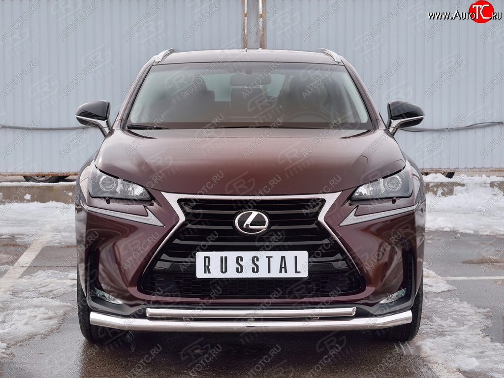 18 799 р. Защита переднего бампера (2 трубыØ63 и 42 мм, нержавейка) SLITKOFF Lexus NX200 Z10 дорестайлинг (2014-2017)  с доставкой в г. Майкоп