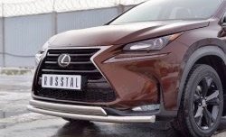 14 349 р. Защита переднего бампера (2 трубыØ63 и 75х42 мм, нержавейка) Russtal Lexus NX200 Z10 дорестайлинг (2014-2017)  с доставкой в г. Майкоп. Увеличить фотографию 4