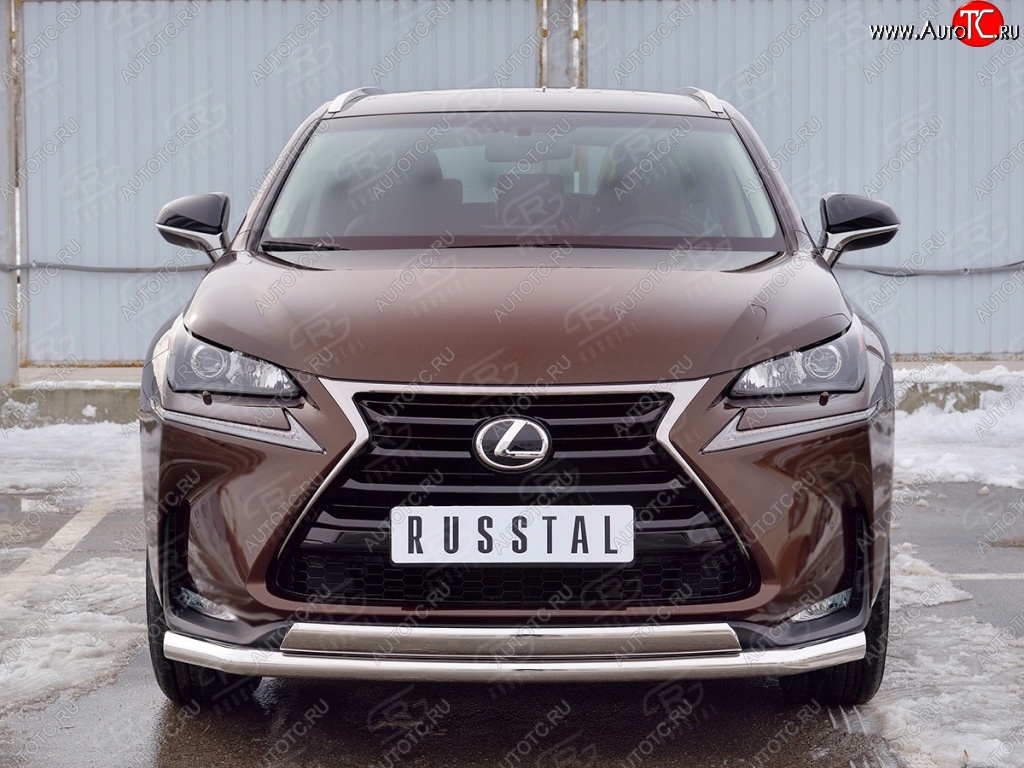 14 349 р. Защита переднего бампера (2 трубыØ63 и 75х42 мм, нержавейка) Russtal Lexus NX200 Z10 дорестайлинг (2014-2017)  с доставкой в г. Майкоп