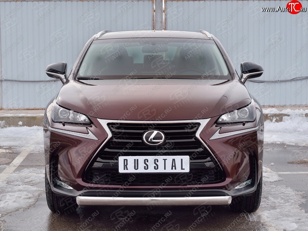 11 599 р. Защита переднего бампера (Ø75х42 мм, нержавейка) Russtal Lexus NX200 Z10 дорестайлинг (2014-2017)  с доставкой в г. Майкоп