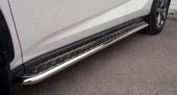 24 649 р. Порожки для ног (Ø42) SLITKOFF Lexus NX200 Z10 дорестайлинг (2014-2017) (лист - алюминий, профиль - нержавейка)  с доставкой в г. Майкоп. Увеличить фотографию 3
