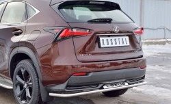 17 599 р. Защита заднего бампера (Ø42 мм с надписью, нержавейка) SLITKOFF  Lexus NX200  Z10 (2014-2017) дорестайлинг  с доставкой в г. Майкоп. Увеличить фотографию 4