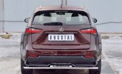 Защита заднего бампера (Ø42 мм с надписью, нержавейка) SLITKOFF Lexus NX200  Z10 (2014-2017) дорестайлинг