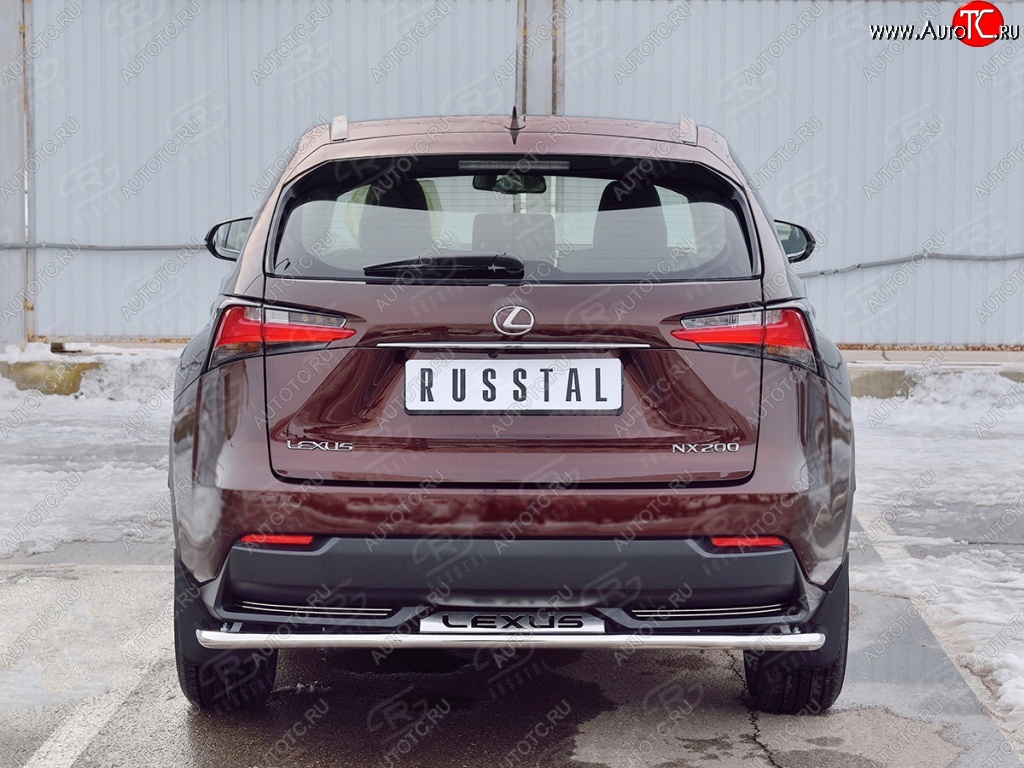 17 599 р. Защита заднего бампера (Ø42 мм с надписью, нержавейка) SLITKOFF  Lexus NX200  Z10 (2014-2017) дорестайлинг  с доставкой в г. Майкоп