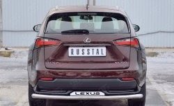 Защита заднего бампера (Ø63 мм с надписью, нержавейка) SLITKOFF Lexus NX200  Z10 (2014-2017) дорестайлинг