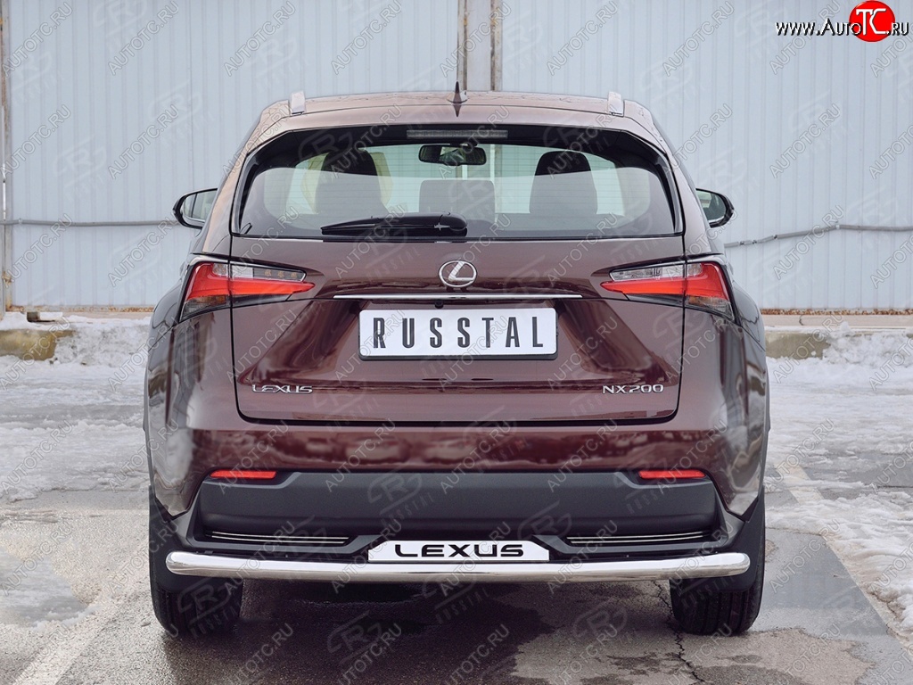18 999 р. Защита заднего бампера (Ø63 мм с надписью, нержавейка) SLITKOFF Lexus NX200 Z10 дорестайлинг (2014-2017)  с доставкой в г. Майкоп