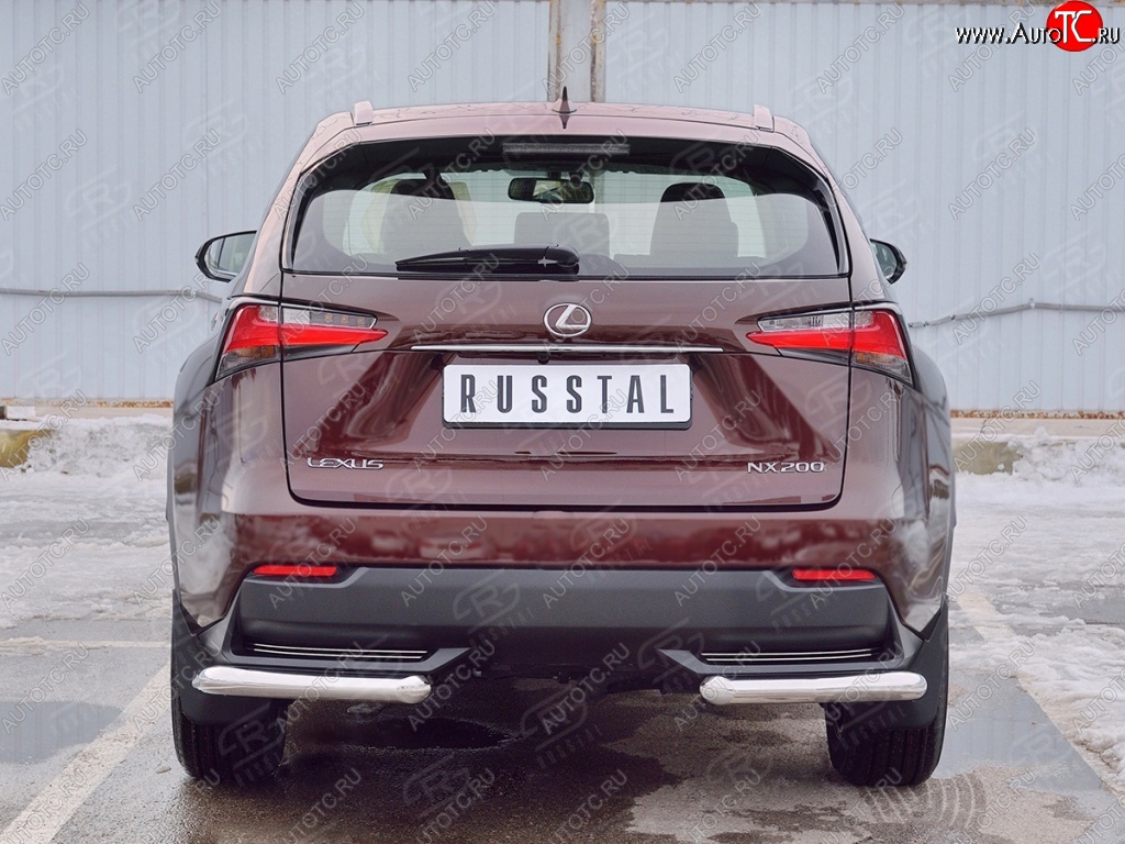 16 899 р. Защита заднего бампера (Ø63 мм уголки, нержавейка) SLITKOFF  Lexus NX200  Z10 (2014-2017) дорестайлинг  с доставкой в г. Майкоп