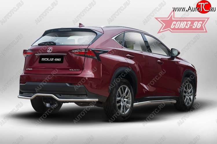 14 084 р. Волнистая защита заднего бампера d42 ( одна выхлопная труба ) Souz-96 Lexus NX200 Z10 дорестайлинг (2014-2017)  с доставкой в г. Майкоп