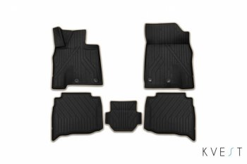 Коврик в салони премиум-класса Kvest Lexus RX 200T AL20 дорестайлинг (2015-2017) (Черный с бежевой окантовкой)