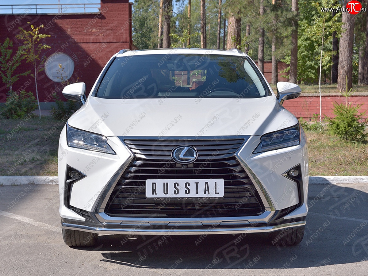 18 299 р. Защита переднего бампера (Ø42 мм, нержавейка, кроме F-Sport) SLITKOFF Lexus RX350L AL20 дорестайлинг (2017-2019)  с доставкой в г. Майкоп