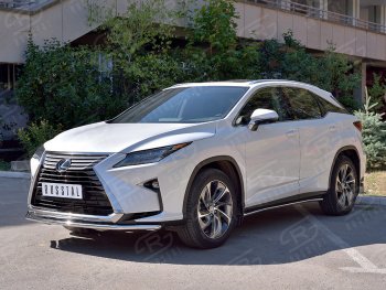 18 299 р. Защита переднего бампера (Ø42 мм, нержавейка, кроме F-Sport) SLITKOFF Lexus RX350L AL20 дорестайлинг (2017-2019)  с доставкой в г. Майкоп. Увеличить фотографию 2