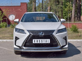 Защита переднего бампера (Ø63 мм, нержавейка, кроме F-Sport) SLITKOFF Lexus RX350L  AL20 (2017-2022) дорестайлинг, рестайлинг