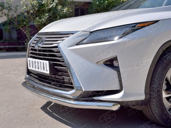19 299 р. Защита переднего бампера (Ø63 мм, нержавейка, кроме F-Sport) SLITKOFF Lexus RX350L AL20 дорестайлинг (2017-2019)  с доставкой в г. Майкоп. Увеличить фотографию 4