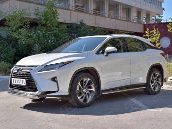 13 999 р. Защита переднего бампера (Ø75х42 мм, нержавейка, кроме F-Sport) Russtal Lexus RX350L AL20 дорестайлинг (2017-2019)  с доставкой в г. Майкоп. Увеличить фотографию 2