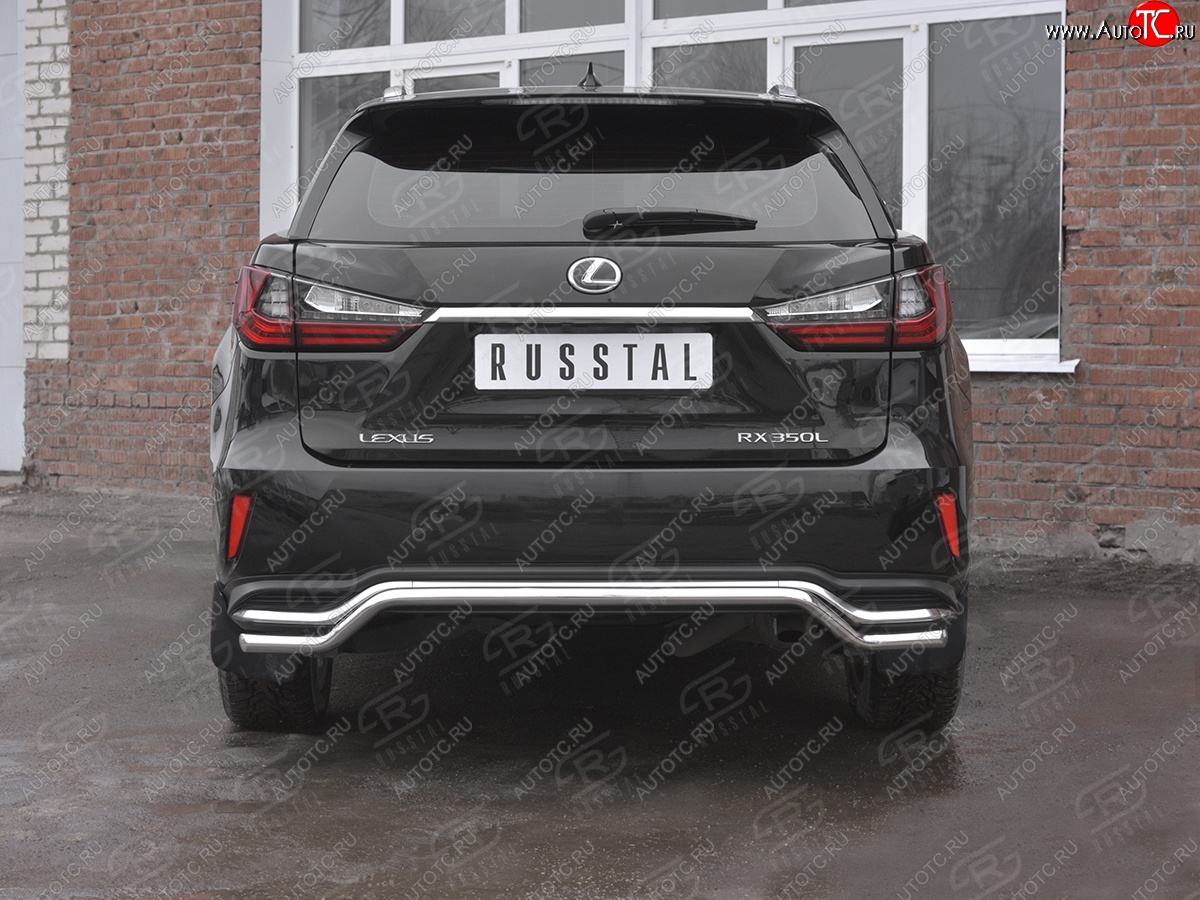 15 799 р. Защита заднего бампера (Ø42 мм волна, нержавейка, NOT F-SPORT) SLITKOFF  Lexus RX350L  AL20 (2017-2022) дорестайлинг, рестайлинг  с доставкой в г. Майкоп