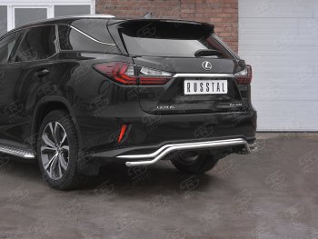 15 799 р. Защита заднего бампера (Ø42 мм волна, нержавейка, NOT F-SPORT) SLITKOFF  Lexus RX350L  AL20 (2017-2022) дорестайлинг, рестайлинг  с доставкой в г. Майкоп. Увеличить фотографию 2