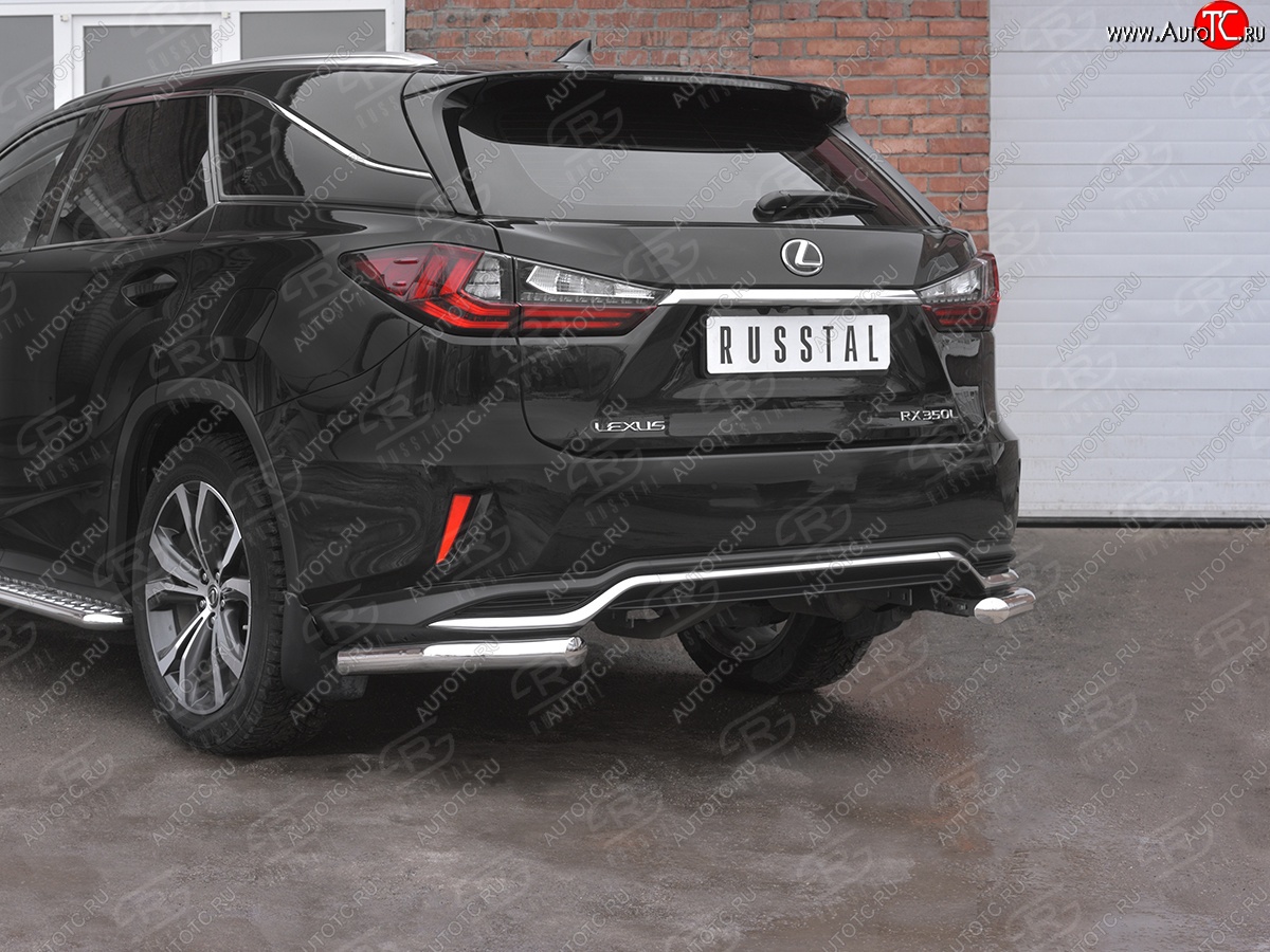 17 949 р. Защита заднего бампера (Ø63 уголки, нержавейка, NOT F-SPORT) SLITKOFF  Lexus RX350L  AL20 (2017-2022) дорестайлинг, рестайлинг  с доставкой в г. Майкоп