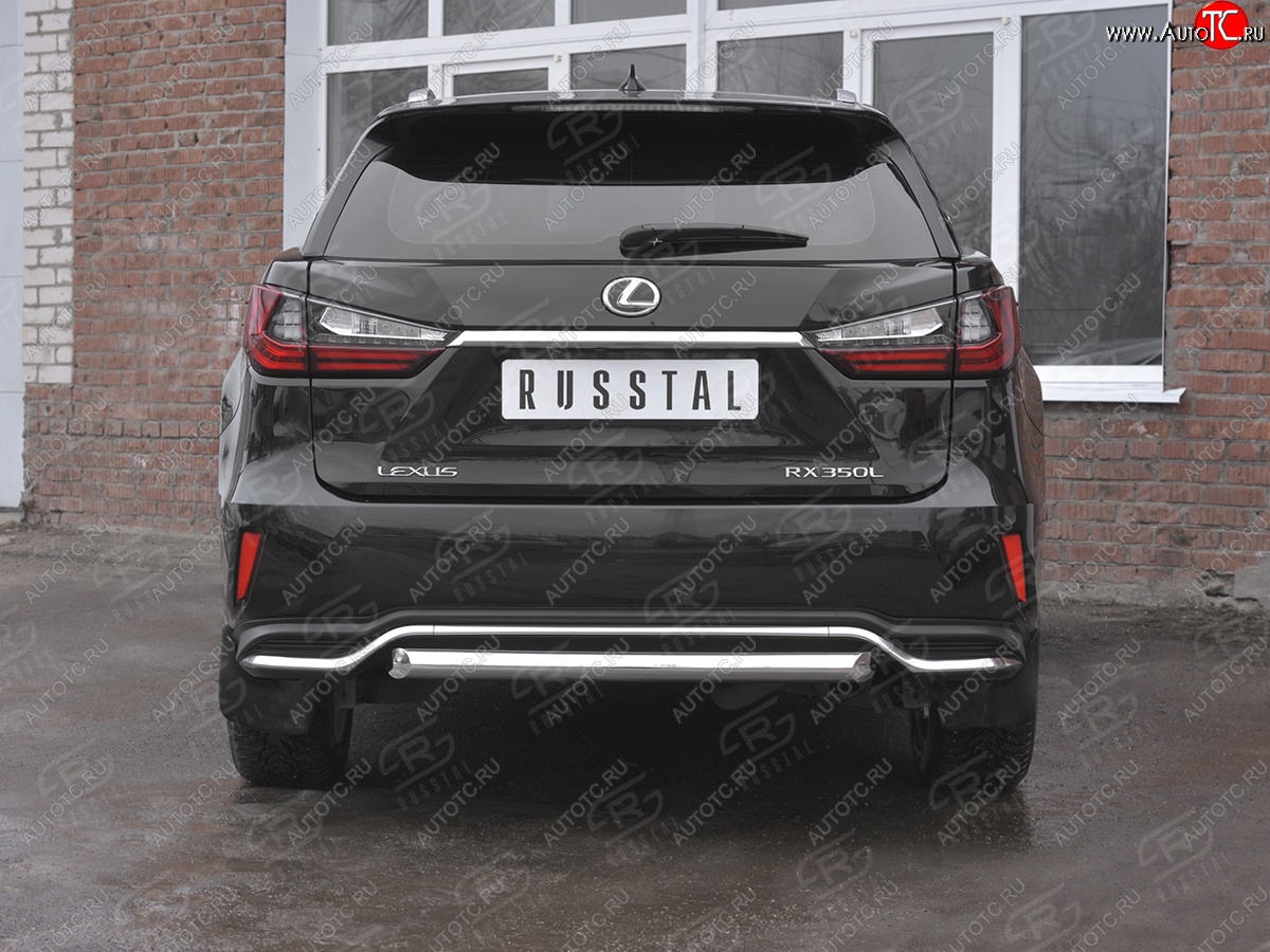 17 999 р. Защита заднего бампера (Ø63 мм, нержавейка, NOT F-SPORT) SLITKOFF  Lexus RX350L  AL20 (2017-2022) дорестайлинг, рестайлинг  с доставкой в г. Майкоп