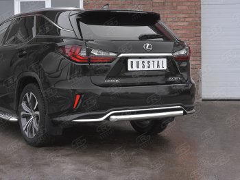 17 999 р. Защита заднего бампера (Ø63 мм, нержавейка, NOT F-SPORT) SLITKOFF  Lexus RX350L  AL20 (2017-2022) дорестайлинг, рестайлинг  с доставкой в г. Майкоп. Увеличить фотографию 2