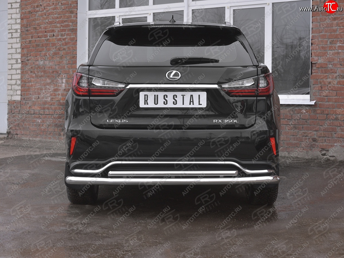 20 599 р. Защита заднего бампера (Ø63 и 42 мм, нержавейка, NOT F-SPORT) SLITKOFF  Lexus RX350L  AL20 (2017-2022) дорестайлинг, рестайлинг  с доставкой в г. Майкоп
