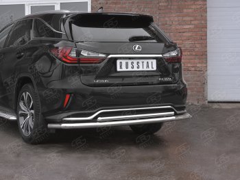 20 599 р. Защита заднего бампера (Ø63 и 42 мм, нержавейка, NOT F-SPORT) SLITKOFF  Lexus RX350L  AL20 (2017-2022) дорестайлинг, рестайлинг  с доставкой в г. Майкоп. Увеличить фотографию 2