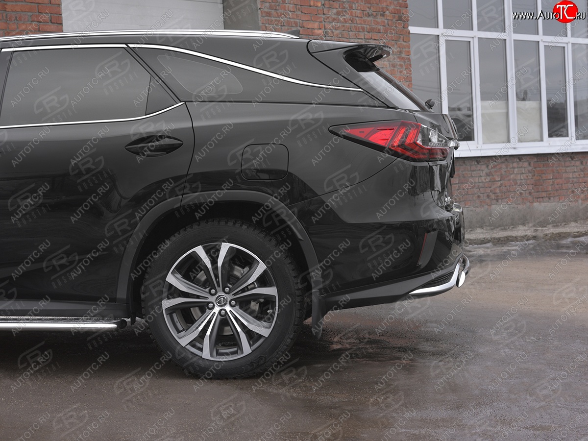 13 999 р. Защита заднего бампера (Ø75х42 мм, нержавейка, NOT F-SPORT) Russtal Lexus RX350L AL20 дорестайлинг (2017-2019)  с доставкой в г. Майкоп