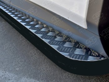 Порожки для ног (кроме комплектации F-Sport) SLITKOFF (Ø42 мм) Lexus RX350L  AL20 (2017-2022) дорестайлинг, рестайлинг (Лист алюминиевый, труба - сталь окрашенная в черный цвет)