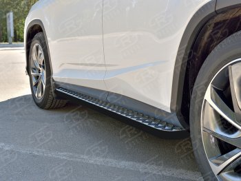 19 399 р. Защита порогов (Ø120x60 мм с проступью, нержавейка, кроме F-Sport) Lexus RX350L AL20 рестайлинг (2019-2022)  с доставкой в г. Майкоп. Увеличить фотографию 2