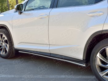 17 299 р. Защита порогов (Ø42 мм, нержавейка, кроме F-Sport) SLITKOFF  Lexus RX350L  AL20 (2017-2022) дорестайлинг, рестайлинг (Металлические торцы под 45°)  с доставкой в г. Майкоп. Увеличить фотографию 2