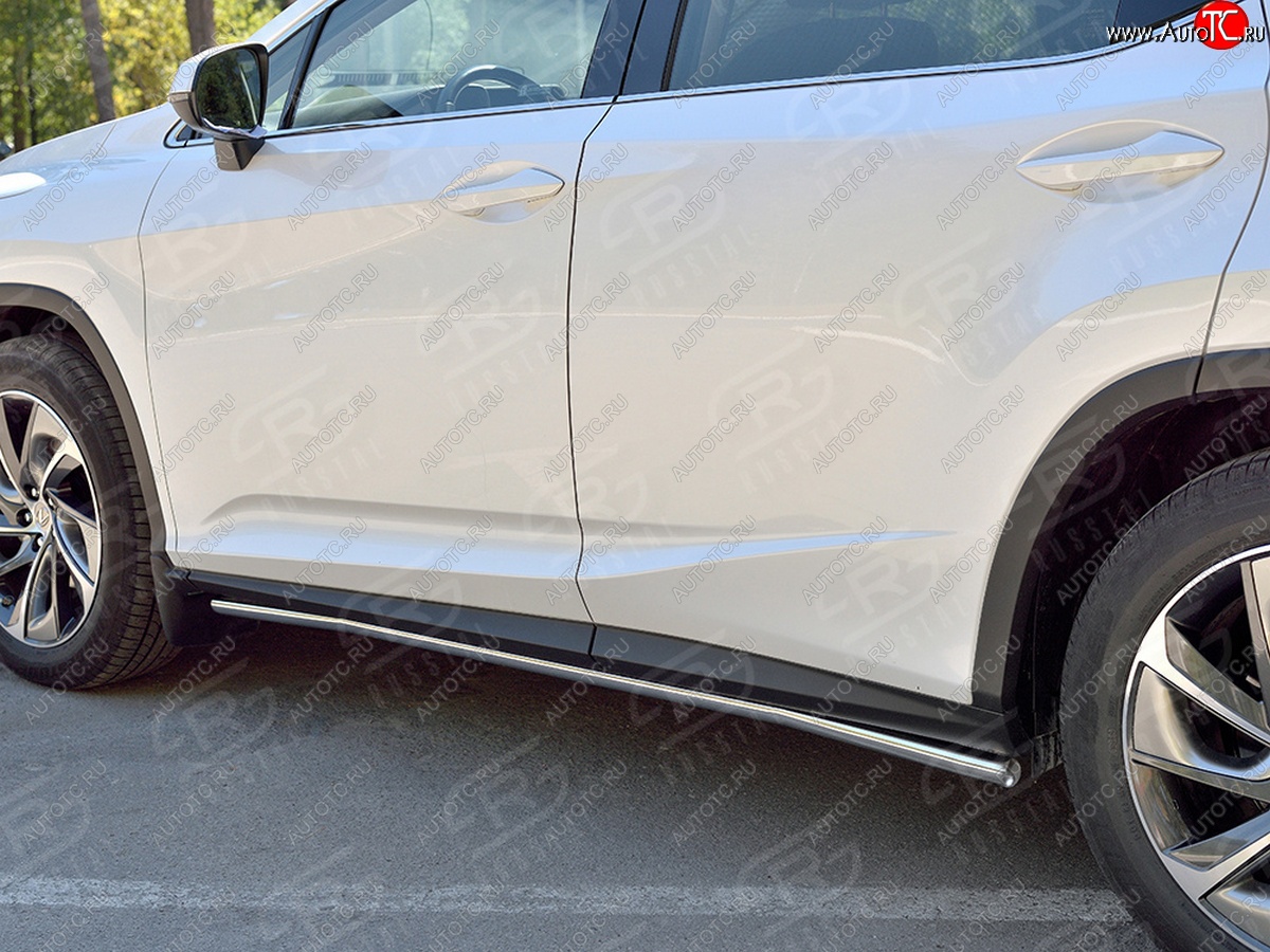 17 299 р. Защита порогов (Ø42 мм, нержавейка, кроме F-Sport) SLITKOFF  Lexus RX350L  AL20 (2017-2022) дорестайлинг, рестайлинг (Металлические торцы под 90°)  с доставкой в г. Майкоп