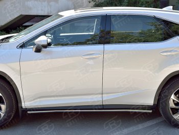 17 299 р. Защита порогов (Ø42 мм, нержавейка, кроме F-Sport) SLITKOFF  Lexus RX350L  AL20 (2017-2022) дорестайлинг, рестайлинг (Металлические торцы под 90°)  с доставкой в г. Майкоп. Увеличить фотографию 2