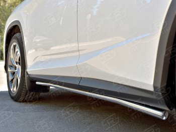 17 299 р. Защита порогов (Ø42 мм, нержавейка, кроме F-Sport) SLITKOFF  Lexus RX350L  AL20 (2017-2022) дорестайлинг, рестайлинг (Металлические торцы под 90°)  с доставкой в г. Майкоп. Увеличить фотографию 3