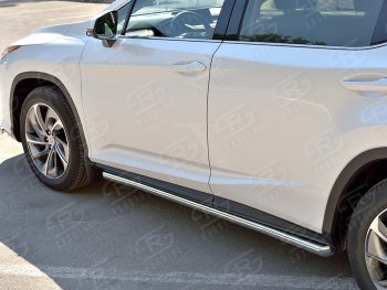 19 999 р. Защита порогов (Ø63 мм, нержавейка, кроме F-sport) SLITKOFF  Lexus RX350L  AL20 (2017-2022) дорестайлинг, рестайлинг (Металлические торцы под 45°)  с доставкой в г. Майкоп. Увеличить фотографию 2