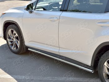 19 999 р. Защита порогов (Ø63 мм, нержавейка, кроме F-sport) SLITKOFF  Lexus RX350L  AL20 (2017-2022) дорестайлинг, рестайлинг (Металлические торцы под 90°)  с доставкой в г. Майкоп. Увеличить фотографию 2